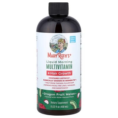 MARY RUTH'S LIQUID MORNING MULTIVITAMIN + HAIR GROWTH  DRAGON FRUIT MELON FLAVOR